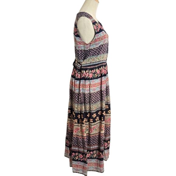 Floral Patchwork Sleeveless Midi Dress - Multicolor - Picture 4 of 6